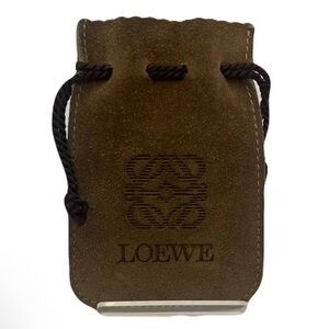 RARE EUC Loewe Logoed Tan Suede Tiny Drawstring Pouch Travel Jewelry